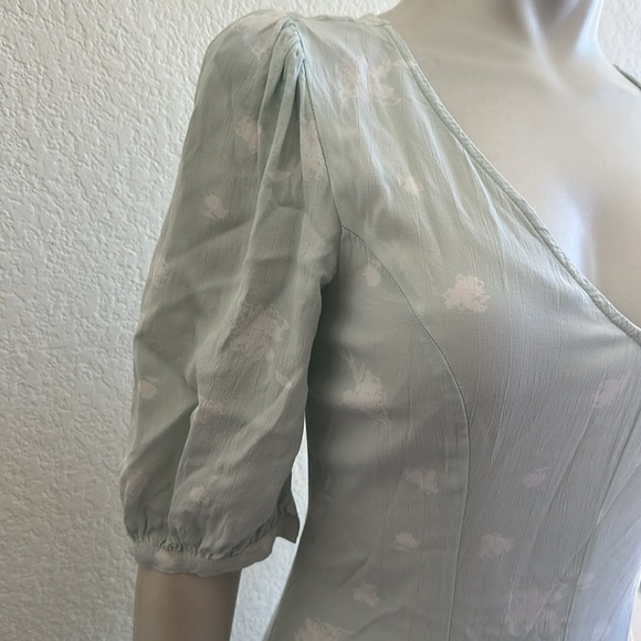 Revolve | Something Navy Mint Etch Flower Dress - Picture 6 of 9